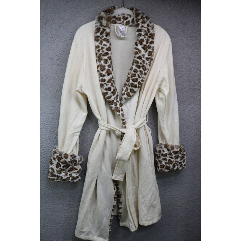 Serra Faux Fur Collar & Trim Robe-Size L/XL-Soft-Belted-Pockets